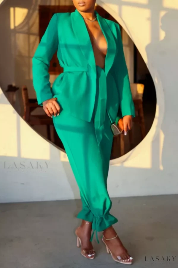 Lasaky - Long Sleeve Business Outfit for Office Wear - Green, XL