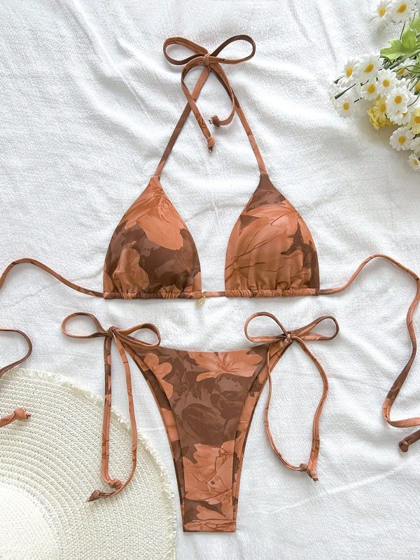 Women's Halter Bikini Set, Fashion Swimsuit With Triangle Bottom, Suitable For Summer