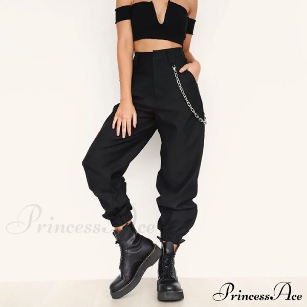 Chain Loose Streetwear Pants - Khaki L