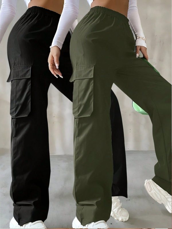 Women Solid Color Loose Wide Leg Casual Pants, Versatile
