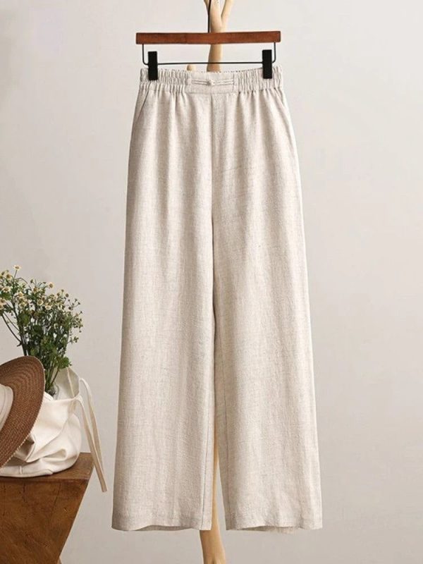 High Waist Casual Pants - Tan / S