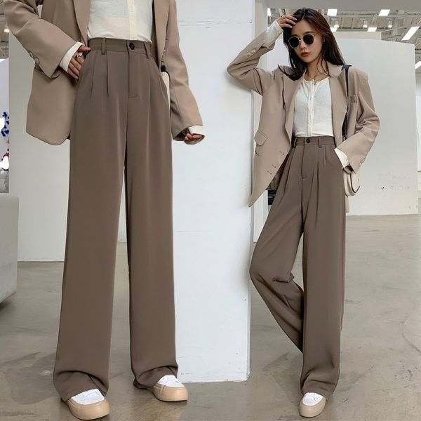Suit Pants Elastic Waist Slimming Casual Summer Pants Loose Wide Leg Pants Women's High Waist