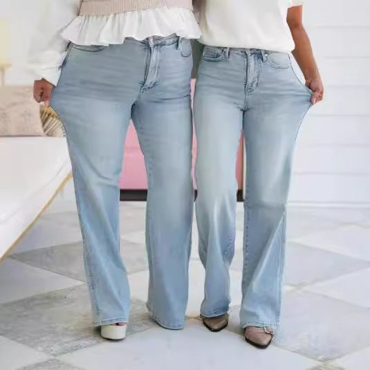 Denim Pant Women Mom Jeans Long Pants High Waist Straight Trousers Y2k Casual Streetwear Elegant