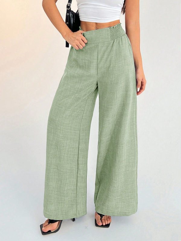Women's Casual Vacation Waistband Blue Wide Leg Pants