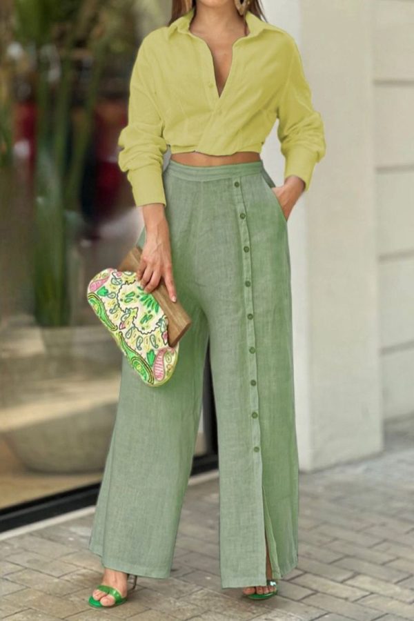 Women's Cotton Linen Pants Slacks Fashion Streetwear Full Length Natural Plain Pocket Outdoor Comfortable Daily Wear Going out White Blue Green Summer Regular Fit