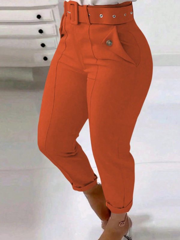 Women's Autumn Waist Belt Casual Skinny Pants