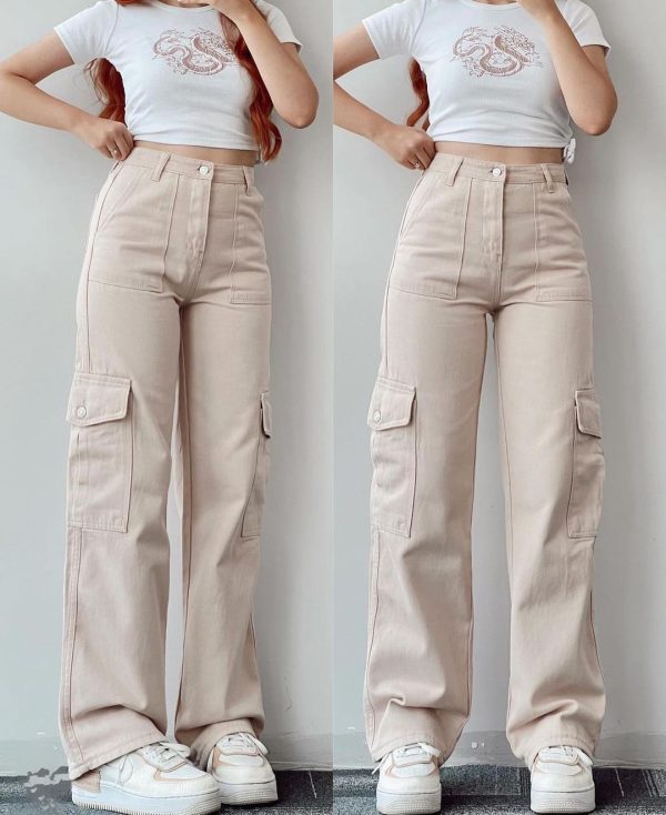 2025 Casual 2025 Versatile Casual Trousers Mid-rise Pocket Trousers Waist Tighting Casual Trousers