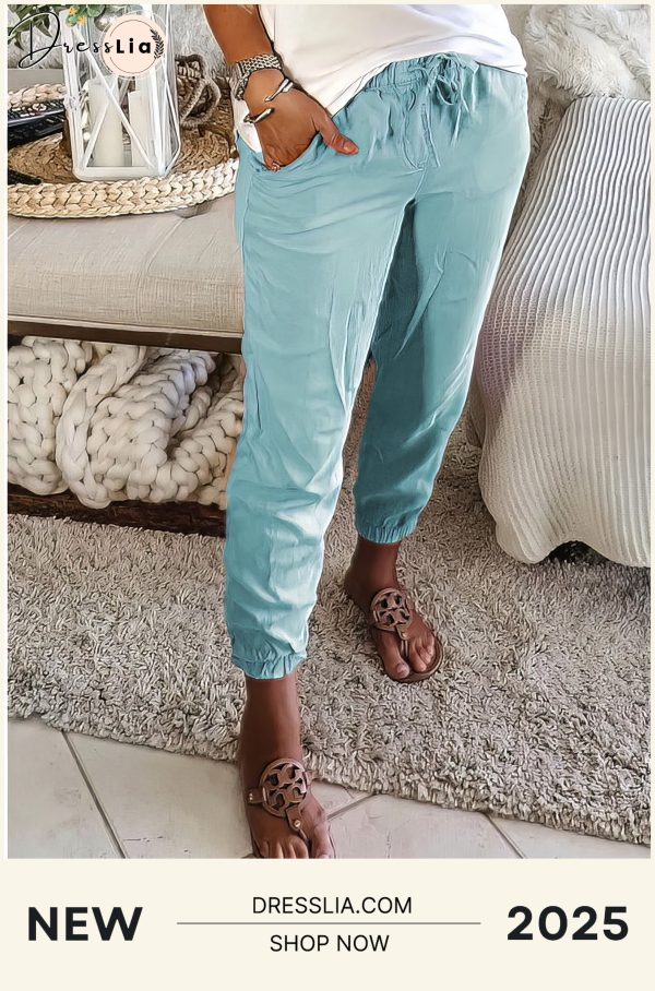 Casual Pocket Elastic Waist Trousers