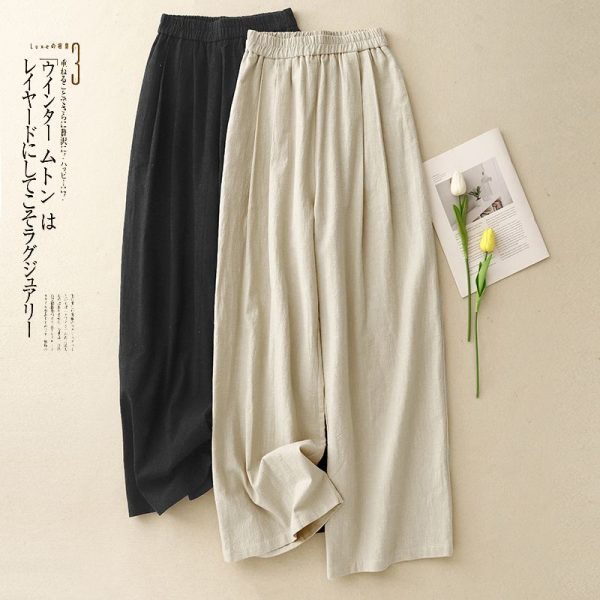 Linnen casual broek dames zomer nieuwe Koreaanse stijl modieuze elegante eenvoudige dunne hoge