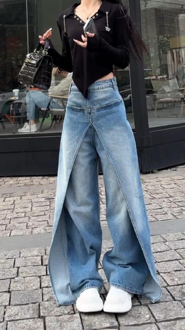 Fake Two-piece High-end Hot Girl Jeans Skirt