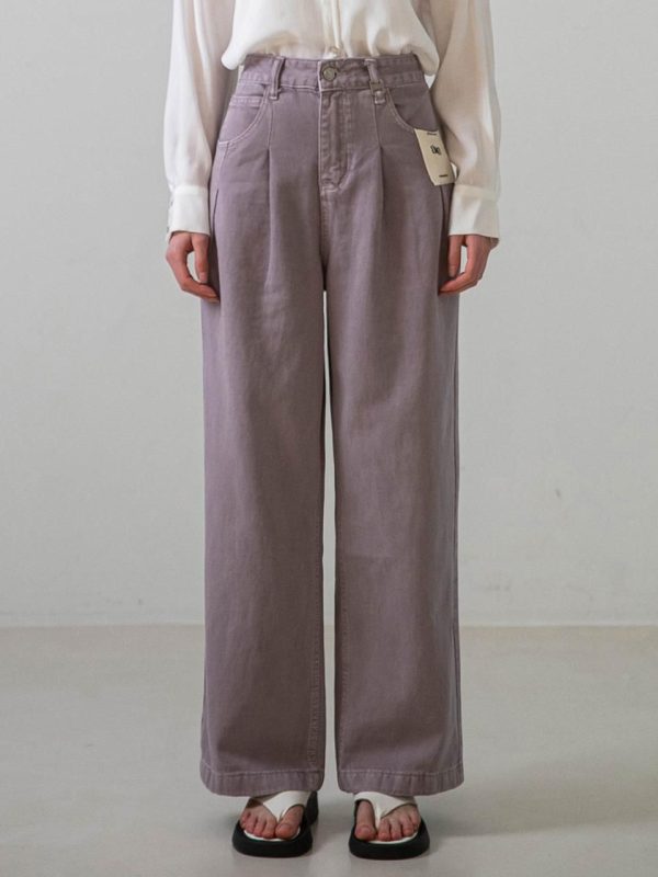 Two Pintuck Wide Denim Pants_2 Colors