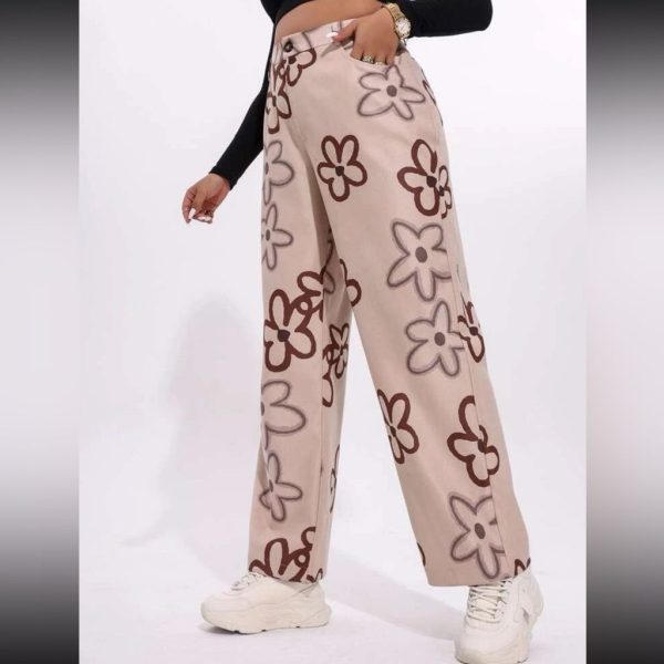 Shein Pants & Jumpsuits | Neutral Floral Pant | Color: Brown/Tan | Size: 1x