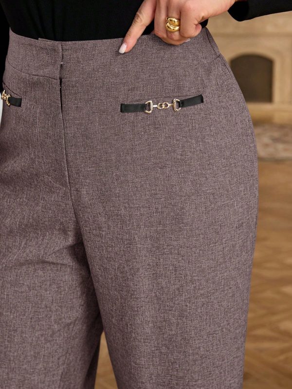 Plus Size Women Chain Decor Loose Wide-Leg Pants Pants For Women Women Dress Pants Women Work Pants Business Casual Woman Women Pants Women Clothing Pants Office Pants For Women Business Casual Woman Pants Office Pants Women