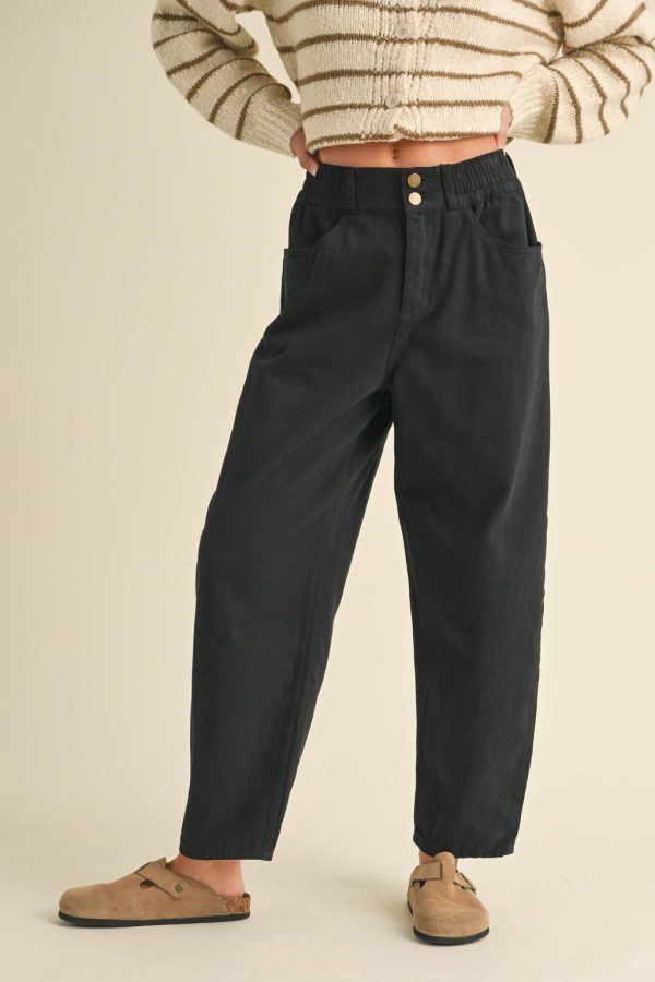 Maria Cotton Barrel Pants in Charcoal