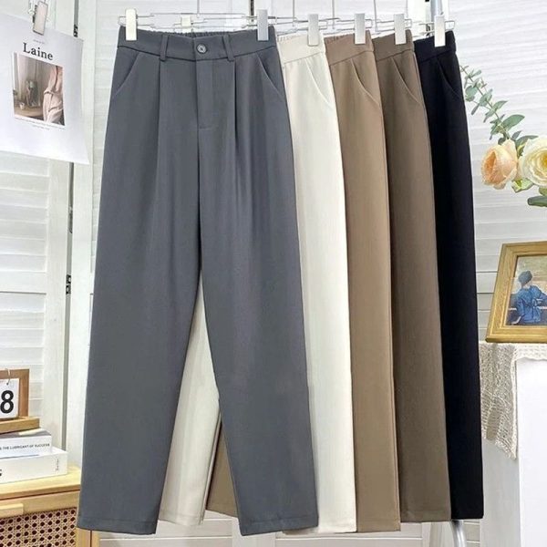 2025 New Spring Female High Waisted Thin Suit Pants Lady Comfortable Baggy Wide Leg Trousers Girls