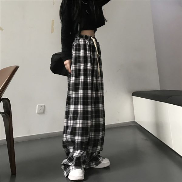 Plaid Pants For Women High Waist Gothic Grunge Pants Women's Baggy Alt Clothing Alternative Clothes