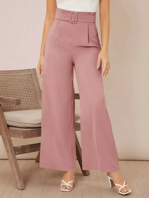 Firerie Solid Belted Wide Leg Pants
