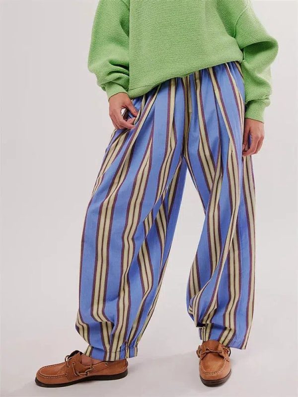 Striped Sweatpants - Blue / L