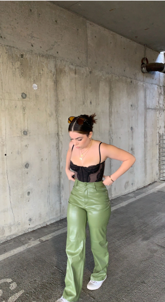 Genuine Leather Green Women's Pant - Brown / XS