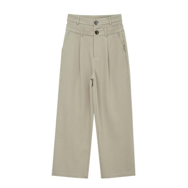 Essential Wide Leg Casual Pants - 29 / Khaki