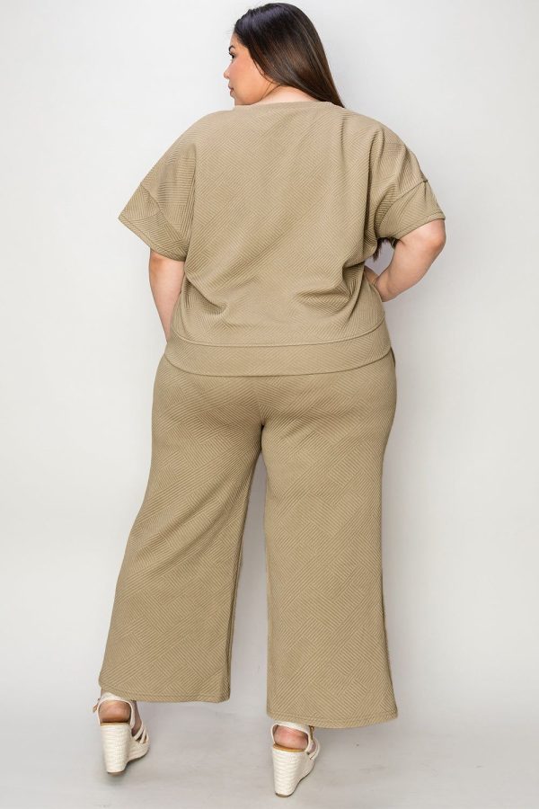 Textured Short Sleeve Top and Pants Set in 4 Colors - Cloudy Blue / S