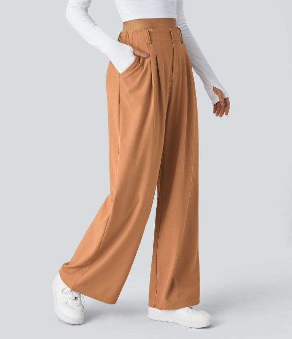 Women’s Halara Flex™ High Waisted Side Pocket Wide Leg Waffle Work Pants - Halara