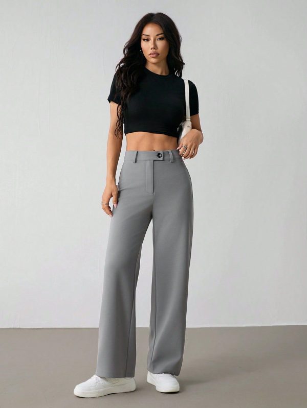 Women Solid Color Fashion Pants, Suitable For Summer