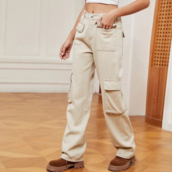 Retro Khaki Cargo Jeans - X-Large
