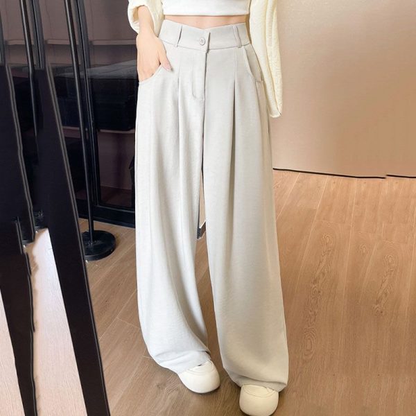 Women's All-Match Simple Wide Leg Pants 2025 Summer New Loose High Waist Casual Pants Female Solid