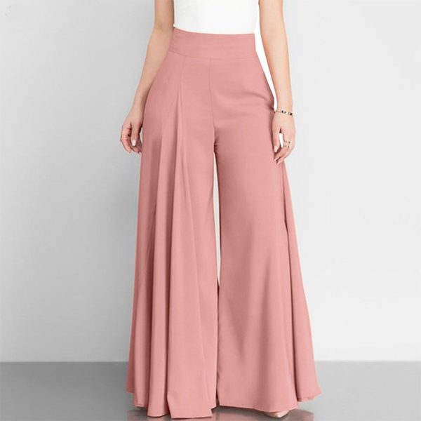 Womens Wide Leg Suit Pants High Waist Dress Pants Casual Comfy Pockets Trousers Floor Mopping