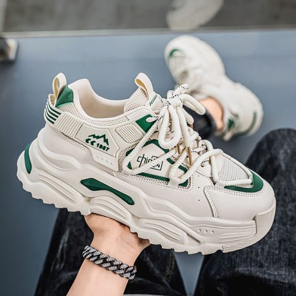 Mens Shoes Fashion Soft Sole Lace-UpCasual Shoes Thick Sole Running SportsShoes Comfortable Non-slip