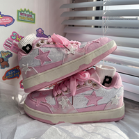 Women Sweet Cute White Pink Peach Star Sneakers Sports Running Shoes from sugarplum