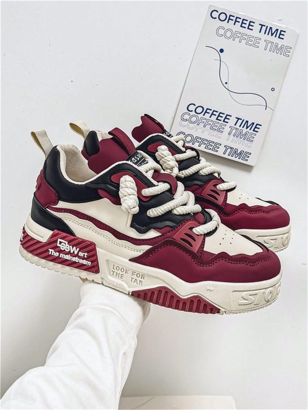 New Men's Casual Niche Low-Top Shoes Design Skateboard Shoes Thick Sole Sport Sneakers Fashion Patchwork Casual Shoes, Size 39-48