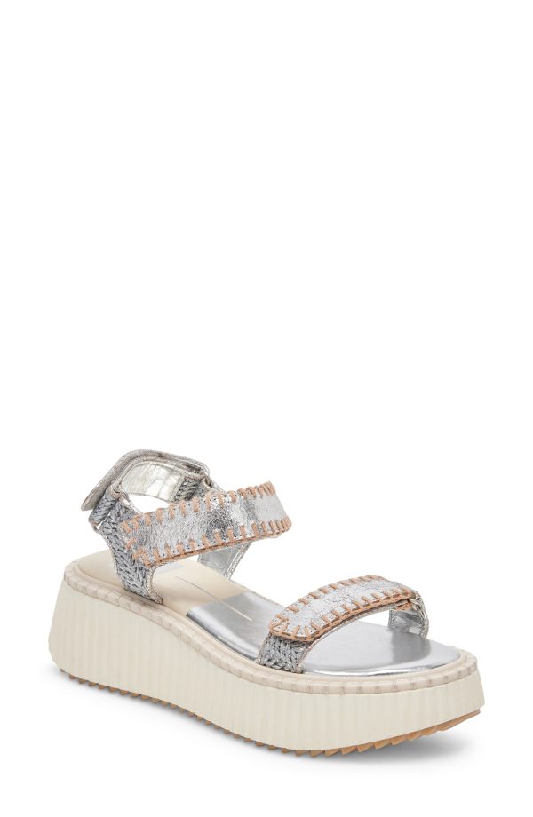 Dolce Vita Debra Platform Sandal in Silver Distressed Leather at Nordstrom Rack, Size 5.5
