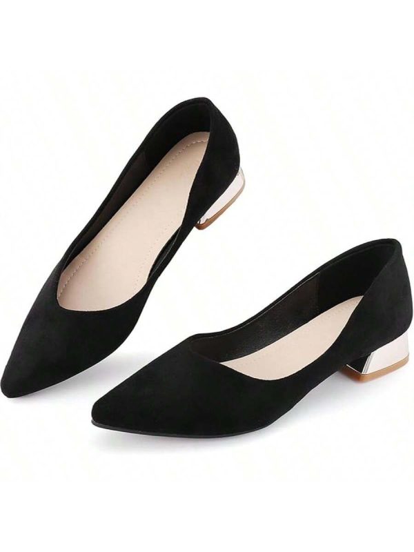 Women's Low Block Chunky Heels Dress Shoes Pointed Toe Closed Toe Work Pumps Slip On Comfort Dress Shoes For Women