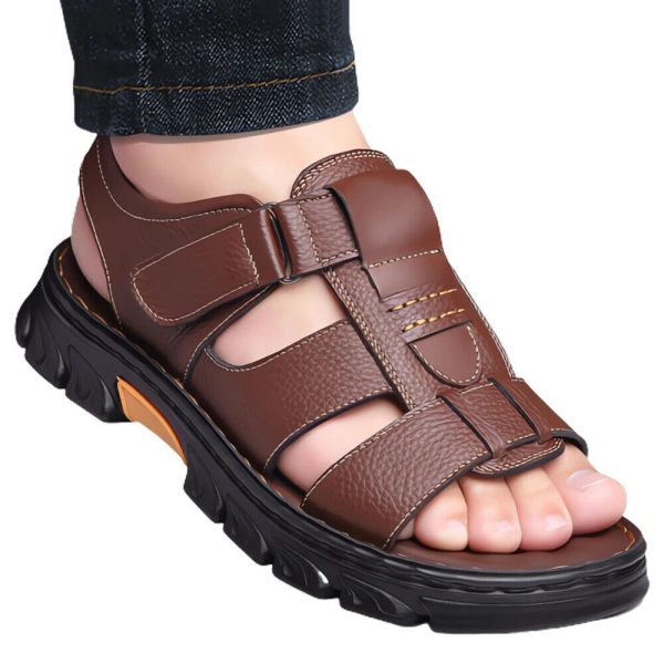 Sandals Beach Cowhide Slippers Outdoor Non-slip Thick-soled Leather Sandals