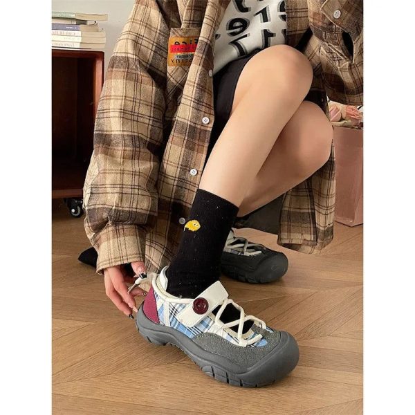 LBSFY  -  Women Thick Soled Sports Shoes High-end Student Flat Shoes Breathable Comfortable and Lightweight Mesh Surface - GRAY / 38