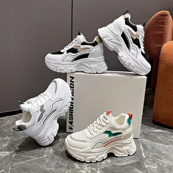 Versatile Petite Thick-Soled Breathable Casual Sports White Shoes Women's Spring 2024 New Style