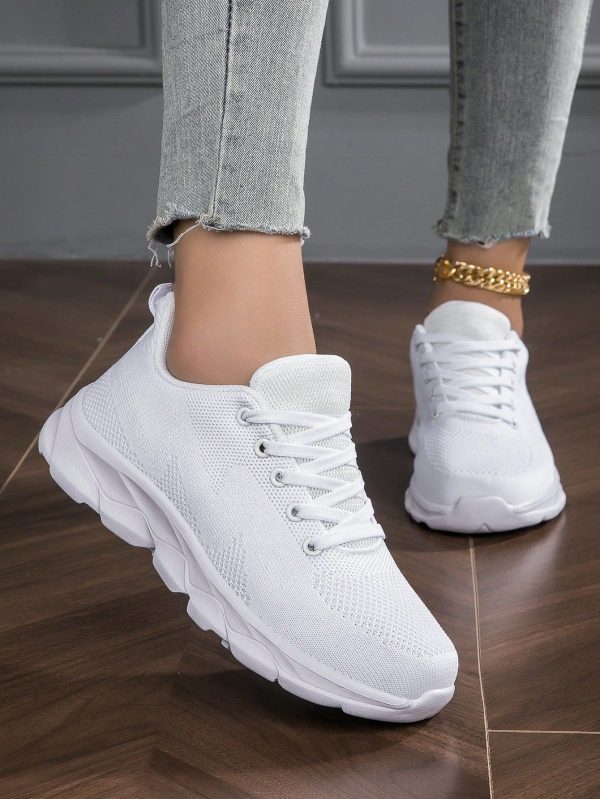 Plus Size Women Breathable Mesh Casual Shoes, Women Simple Solid Color Lace-Up Knit Fabric Athletic Sneakers, Soft Sole Soft Surface Running Shoes, Women Sports Shoes, Fashion Lightweight Comfortable Women Flats, Women Jogging Shoes, Women Walking Shoes, Women Road Running Shoes, Women Casual Travel Shoes, Women Student Athletic Shoes, Women Fashionable Sneakers, Women White Shoes, Men Casual Shoes, Men Sports Shoes, Men White Shoes, Men Travel Shoes
