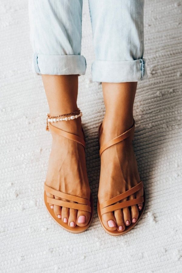 Natural brown Leather Sandals , Greek Gladiator Sandals, Summer Shoes, Gift for Her, Made from 100% Genuine Leather.