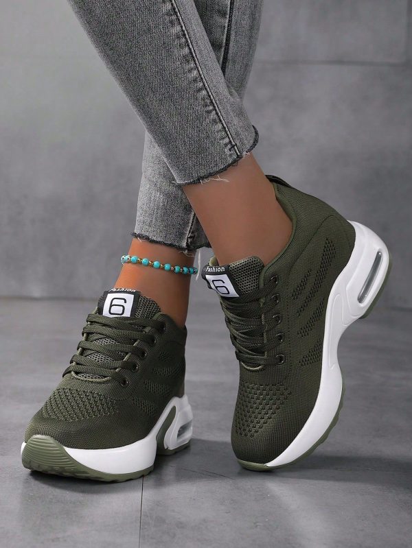 Women's Lightweight Mesh Sneakers, Platform Low Top Lace Up Height Increased Casual Shoes, Women's Sport Footwear