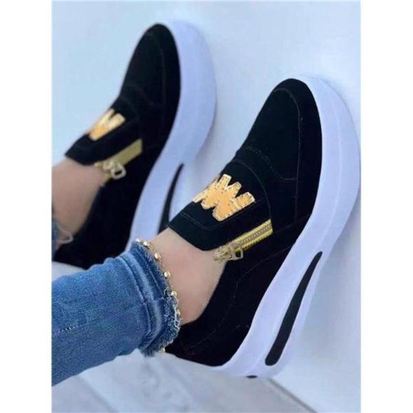 Varit Boutique Shoes | Women's Fashion Casual Sports Shoes With Zipper-Decorated, Autumn New Style | Color: Black | Size: Various
