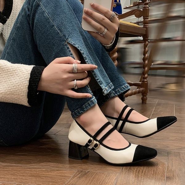 CHIKO Shalyn Square Toe Block Heels Mary Jane Shoes