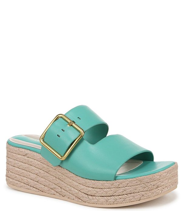 Franco Sarto Taziana Leather Buckle Detail Espadrille Slide Sandals -  7
