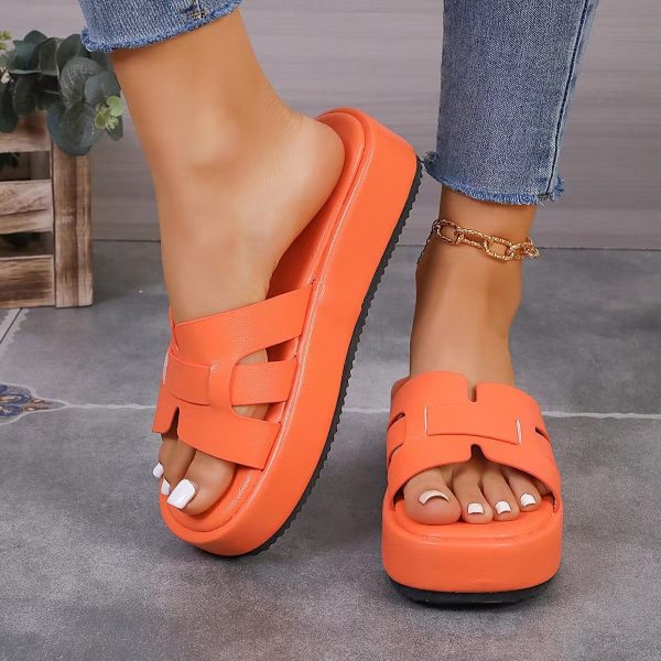 Hazel Blues® |  Open Toe Platform Sandals - Orange / 42(US10.5)