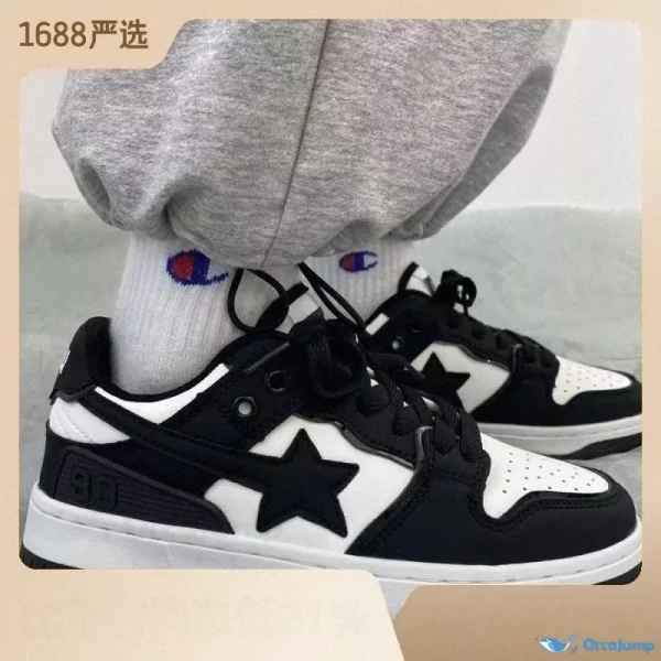 Orcajump - Stylish and Breathable Couples White Shoes with Colorful Shooting Star Design and German Craftsmanship.