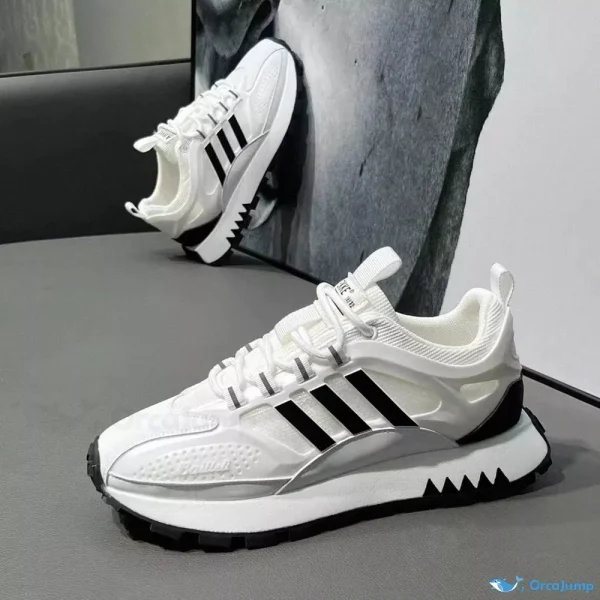 Orcajump - Premium Slip-Resistant Athletic Shoes with Thick Cushioned Soles for Lightweight Breathability - White and Black, 44