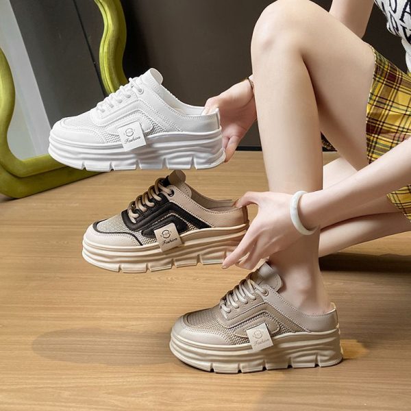 Solid Color Fashionable Breathable Soft Sole Women's Slippers White Student Casual Shoes