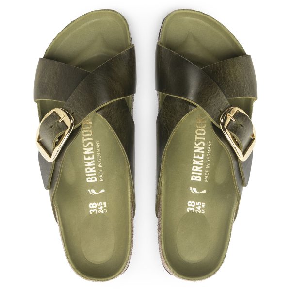 Siena Big Buckle Oiled Leather Olive Green | BIRKENSTOCK