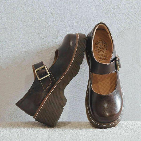 Vintage Women's Flats Shallow Mouth Platform Wedge Heel Pumps Student Shoes